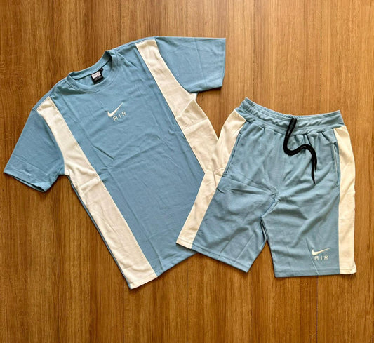 Kit Nike Air Azul com Faixas Brancas