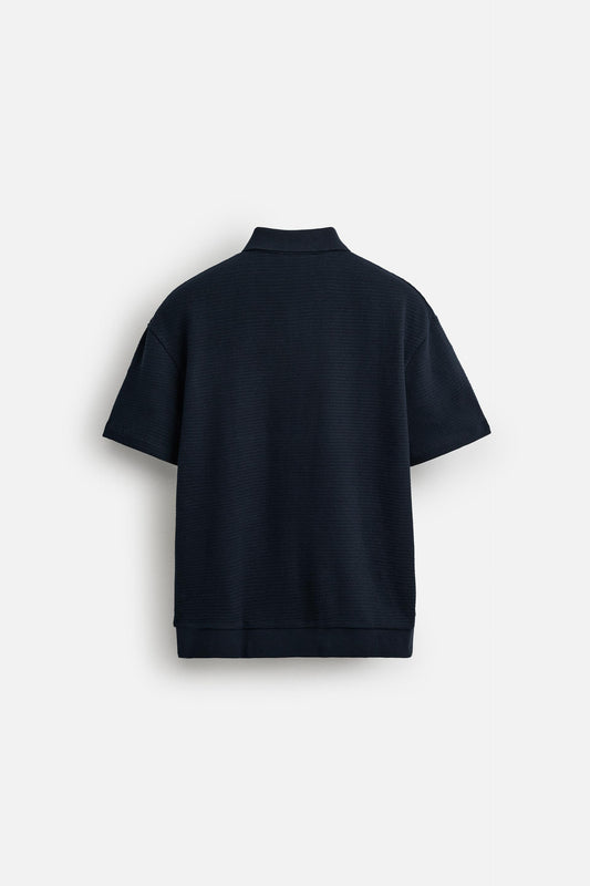 Polo Jacquard Preta da Zara