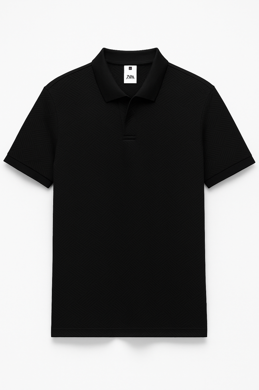 Polo Jacquard Preta da Zara