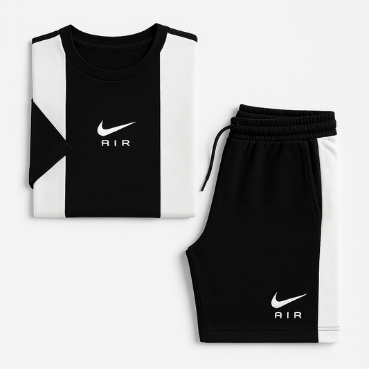 Nike Air Preto & Branco (camiseta + bermuda), da linha Nike Sportswear Air.